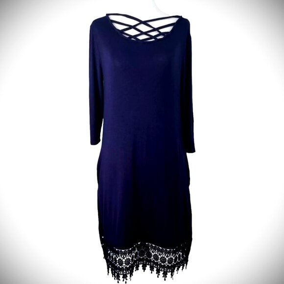 NWT Simply Southern Collection Lace Trimmed Midi Dress Size Large - Picture 1 of 11